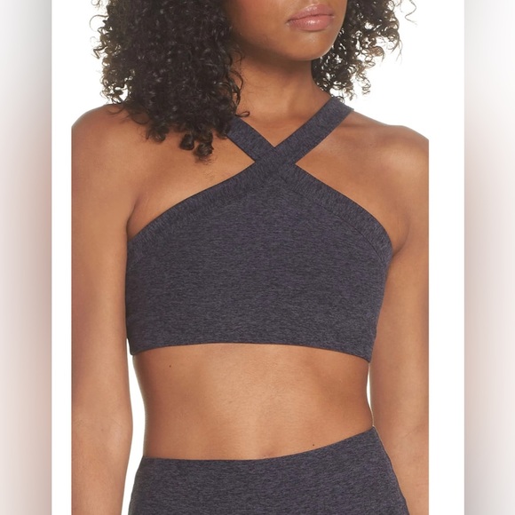 Beyond Yoga High Cut Crisscross Bra, Heathered grey, Large - Picture 1 of 8